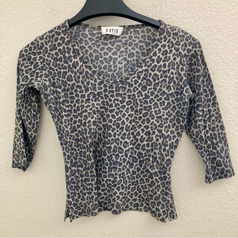 ❌ Y2K leopard print animal green v-neck half sleeve mesh trend top grunge 90s